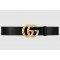 Leather belt with shiny double G buckle