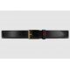 Leather belt with striped web detail