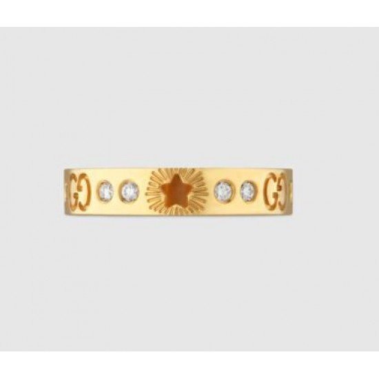 Icon series 18K gold star ring with diamonds