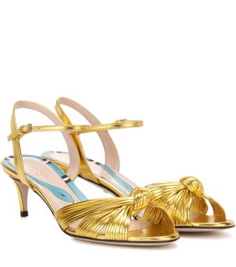 Gucci Leather 6cm sandals Gold P00204698