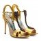 Gucci Crystal-embellished metallic leather sandals Gold