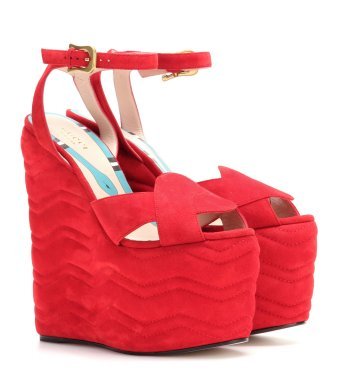 Gucci Suede platform sandals Red