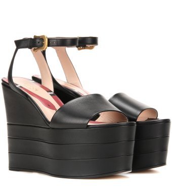 Gucci Platform leather sandals Black