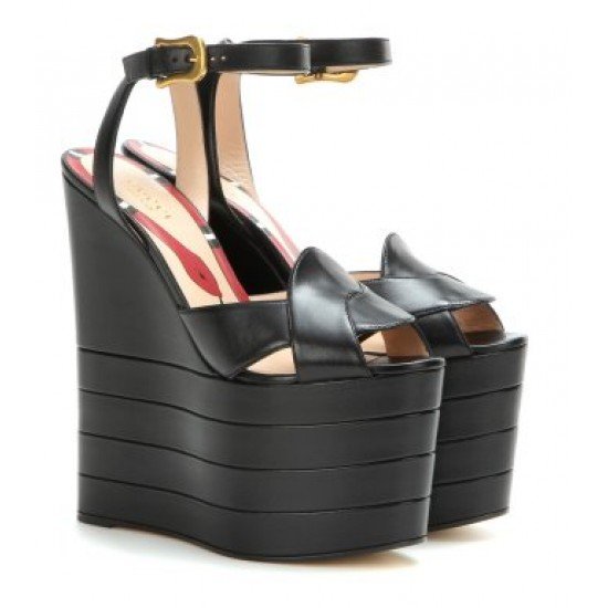 Gucci Leather platform sandals Black