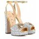 Gucci Embellished plateau glitter pumps Silver