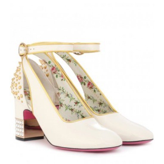 Gucci Studded patent-leather pumps White