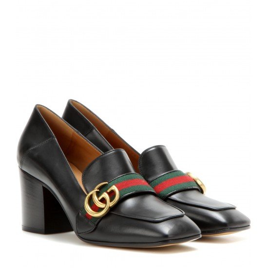 Gucci Leather mid-heel 8cm loafers Black