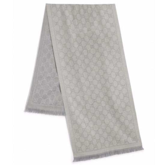 GG Pattern Wool Scarf Grey N408762821428