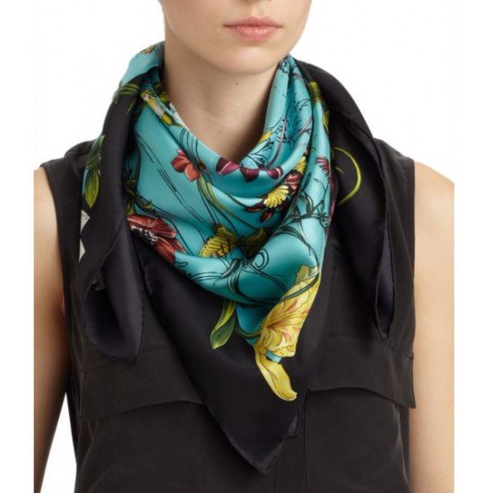 Gucci Silk Foulard Chrissy Scarf Blue-Multi N408723400617