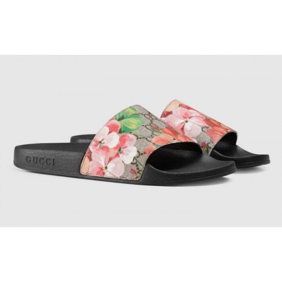 GG Blooms printed canvas slippers 408508