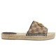 Women GG Quilted Canvas Straw Sandals 620120