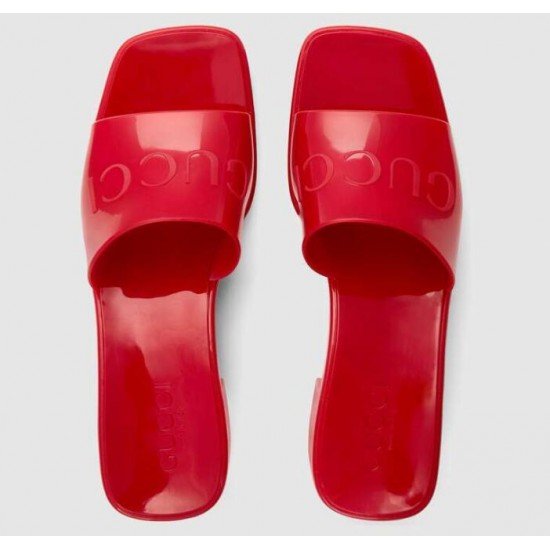 Women Gucci logo slippers Red