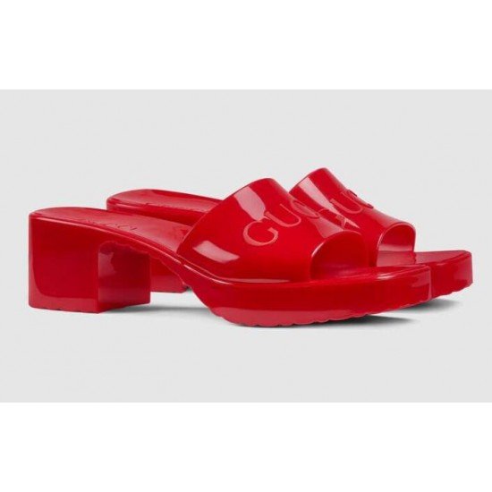 Women Gucci logo slippers Red