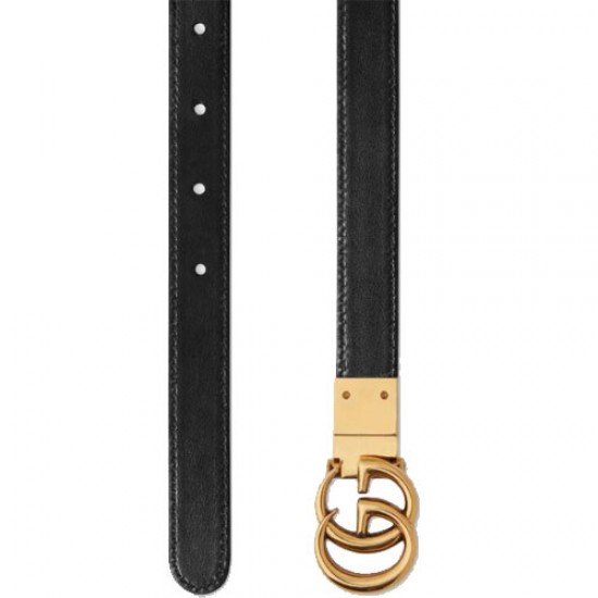 Gucci buckle double-sided narrow belt black