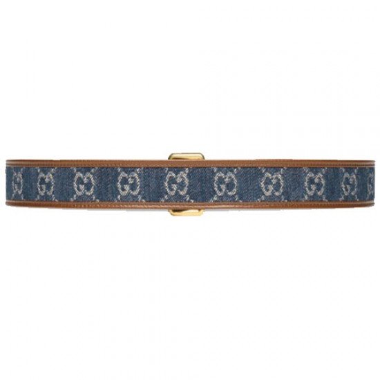 Gucci blue GG denim square fabric belt