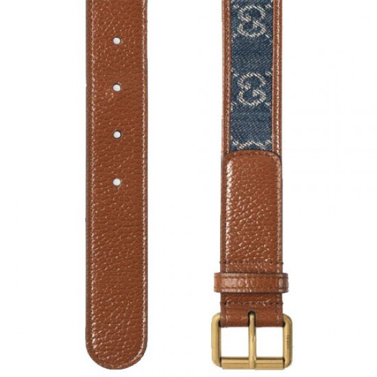 Gucci blue GG denim square fabric belt