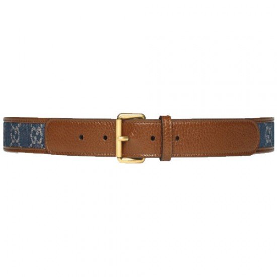 Gucci blue GG denim square fabric belt