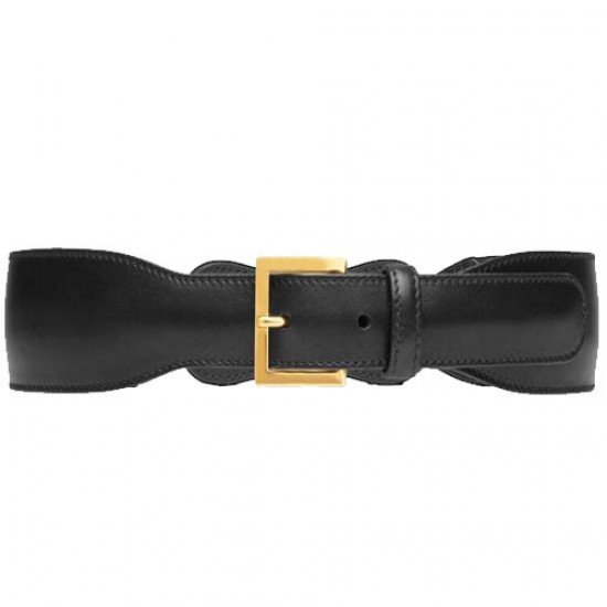 Gucci black leather horsebit buckle belt