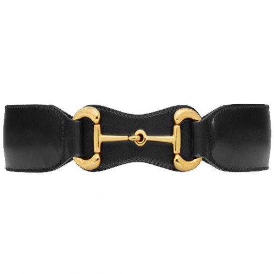 Gucci black leather horsebit buckle belt