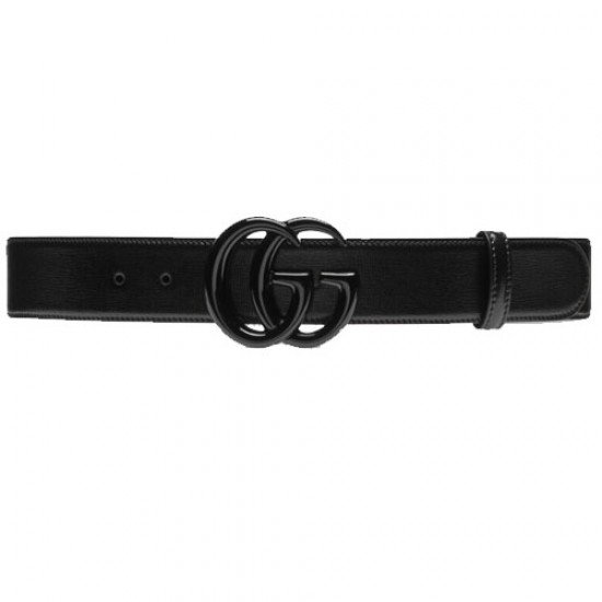 Gucci buckle wide leather belt black