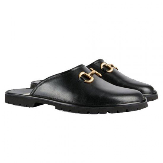 Mens saddle buckle slippers