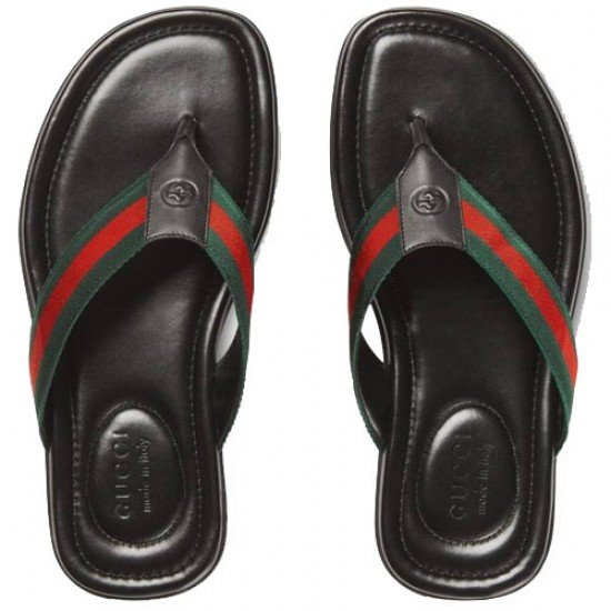 Webbing and Leather Flip Flops