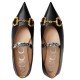 Womens saddle Buckle Leather Flat ballet shoes