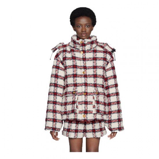 Plaid tweed cotton jacket