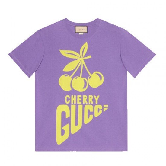 Cherry Gucci printed cotton T-shirt