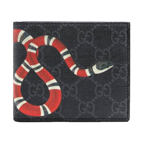 Coral snake print GG Supreme canvas wallet