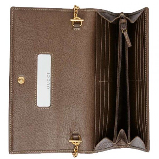 Ophidia GG Chain Wallet Beige Ebony