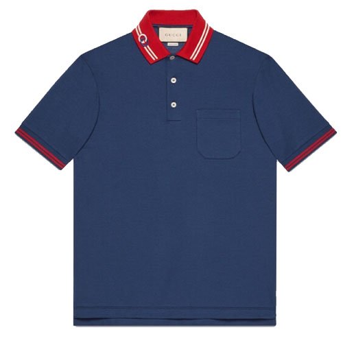 GG pique polo shirt blue red