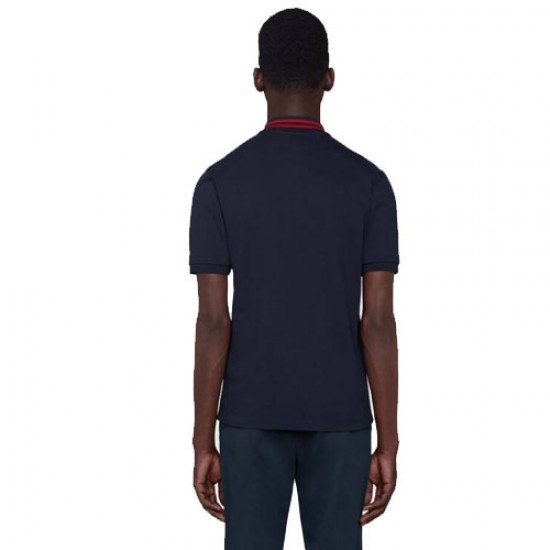 Gucci Embroidered Polo Shirt Navy