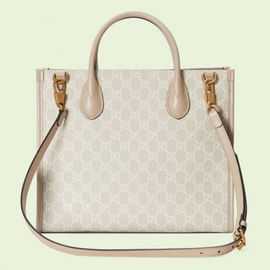 Interlocking GG Small Tote Beige White