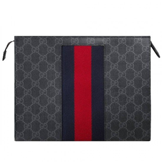 Striped Web GG Canvas Clutch