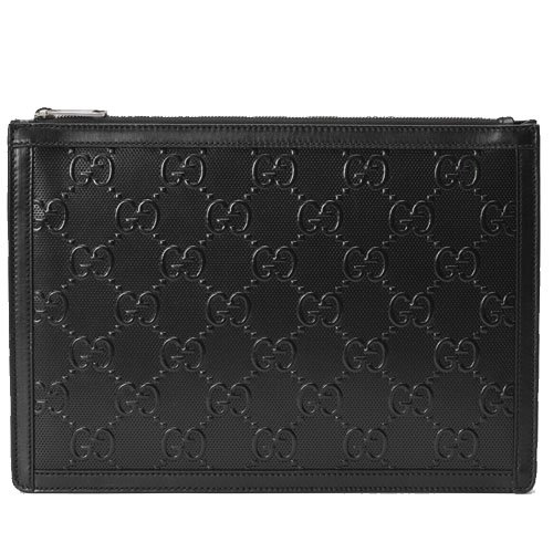 Black GG Print Embossed Clutch