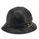 leather bell hat black