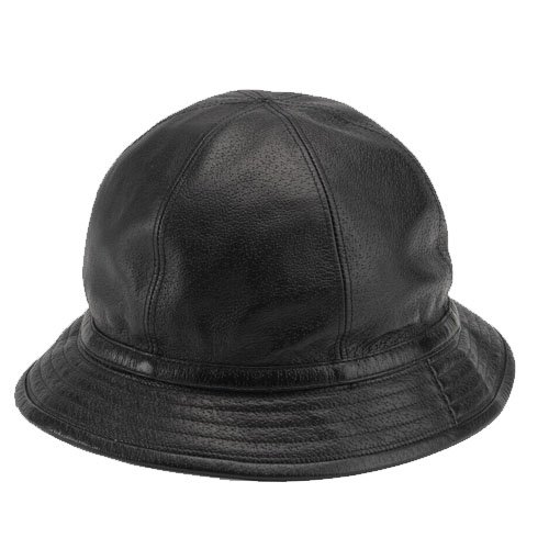 leather bell hat black