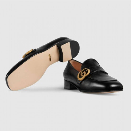 GG leather loafers Black 602496