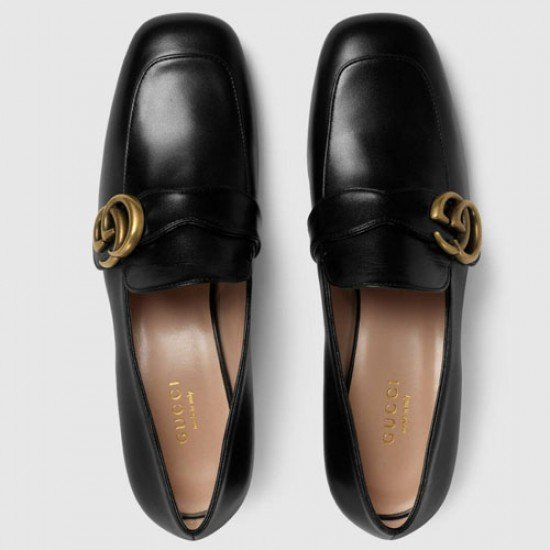 GG leather loafers Black 602496