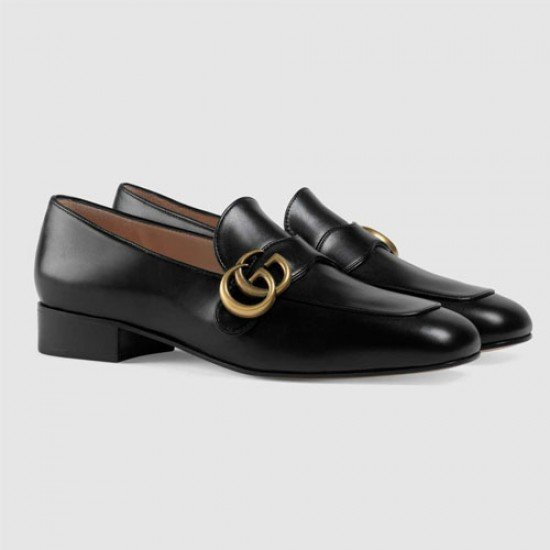 GG leather loafers Black 602496