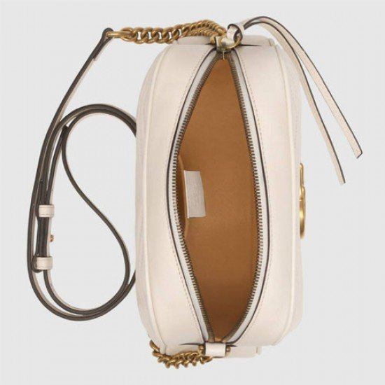 GG Marmont Small Shoulder White Bag