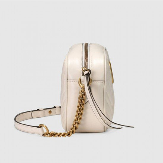 GG Marmont Small Shoulder White Bag