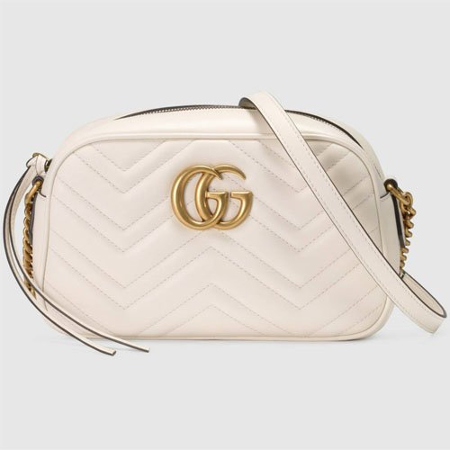 GG Marmont Small Shoulder White Bag