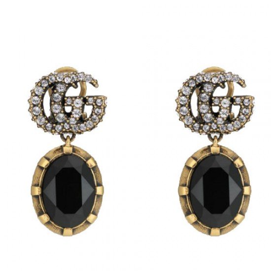 Black Crystal GG Earrings