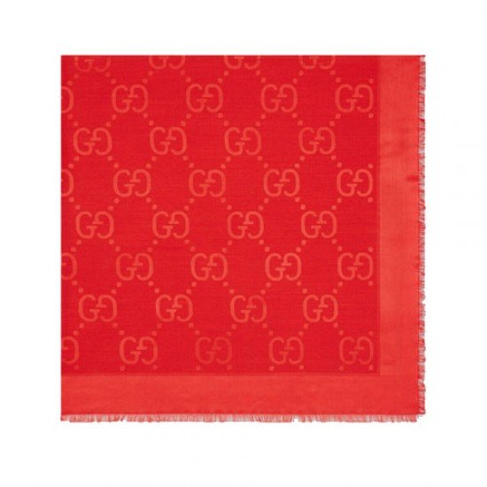 GG Jacquard Silk Wool-Blend Cape Red