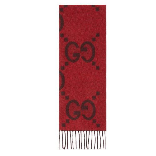 GG Cashmere Jacquard Scarf Red