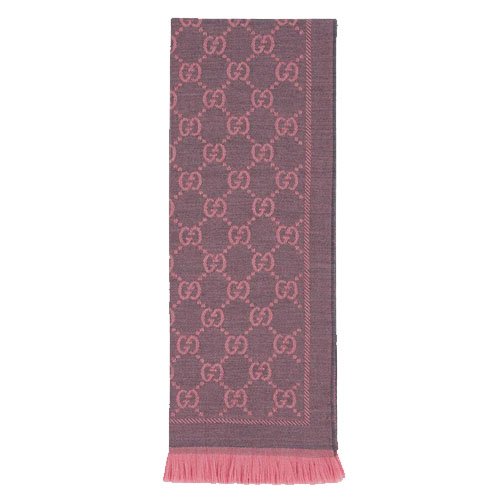 GG wool scarf pink grey