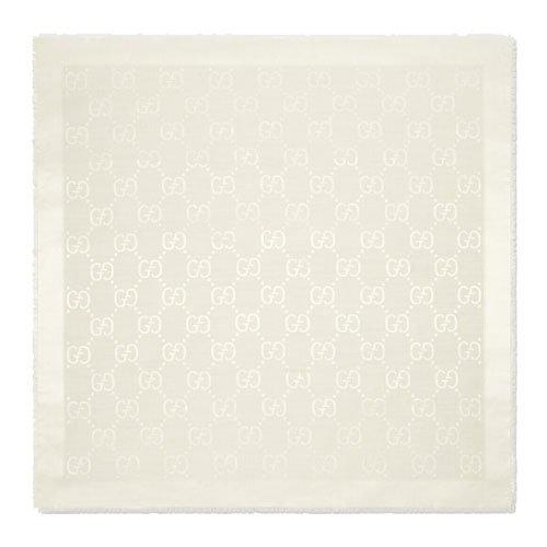 GG jacquard silk wool-blend cape white