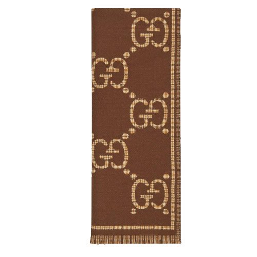 GG wool scarf brown